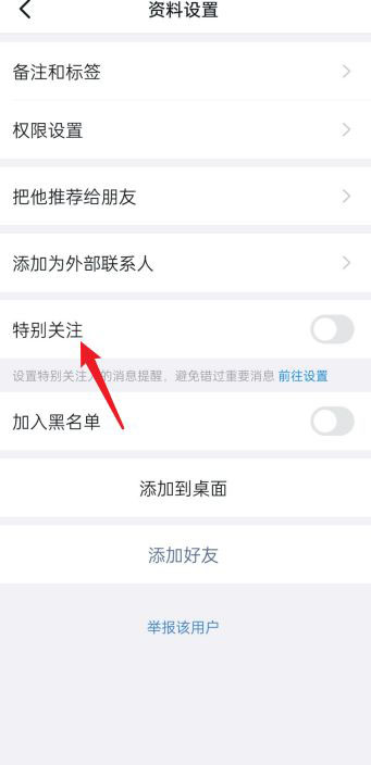 钉钉怎么将好友设置为特别关注 钉钉设置好友为特别关注方法